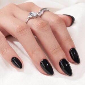 32-Piece Short Almond Black Press-On Nail Kit