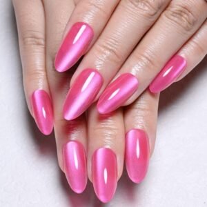 Medium Almond Hot Pink Cat Eye Press-On Nails