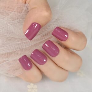 Short Square Glossy Purple, Pink and Red Press-On Nails