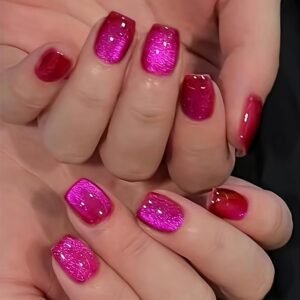 Deep Rose Pink Sparkly Press-On Nails
