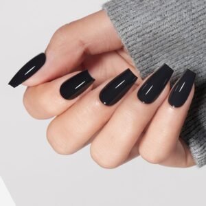 Short Coffin Black Press-On Nails