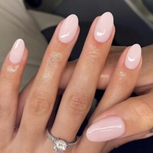 30-Piece Short Oval Pastel Pink Glossy Press-On Nails
