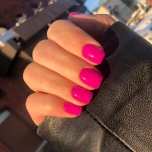 24-Piece Short Square Neon Pink Press-On Nails