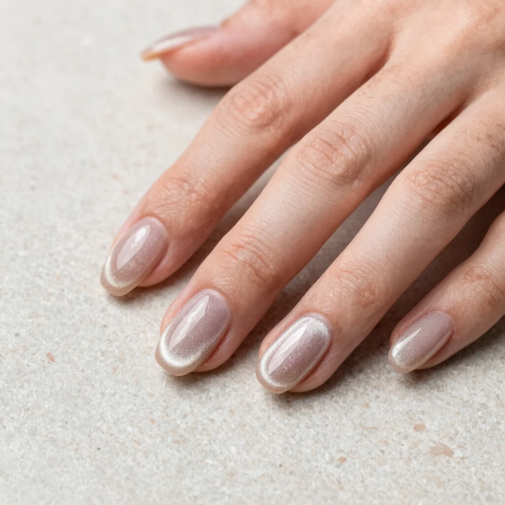 Milk Tea Velvet Cat-Eye Nails