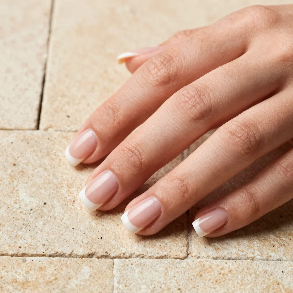 Micro French Tip Short Square Nails